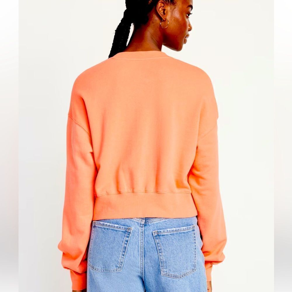 OLD NAVY long sleeve Drop Shoulder Crop Sweatshirt coral Orange terry towel XL